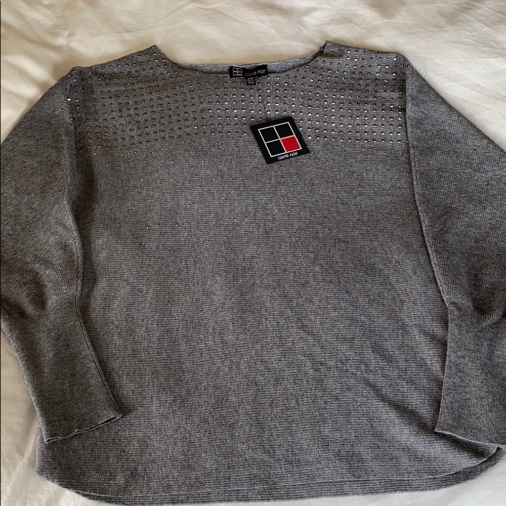 Carré Noir Grey Beaded Sweater (Medium)
